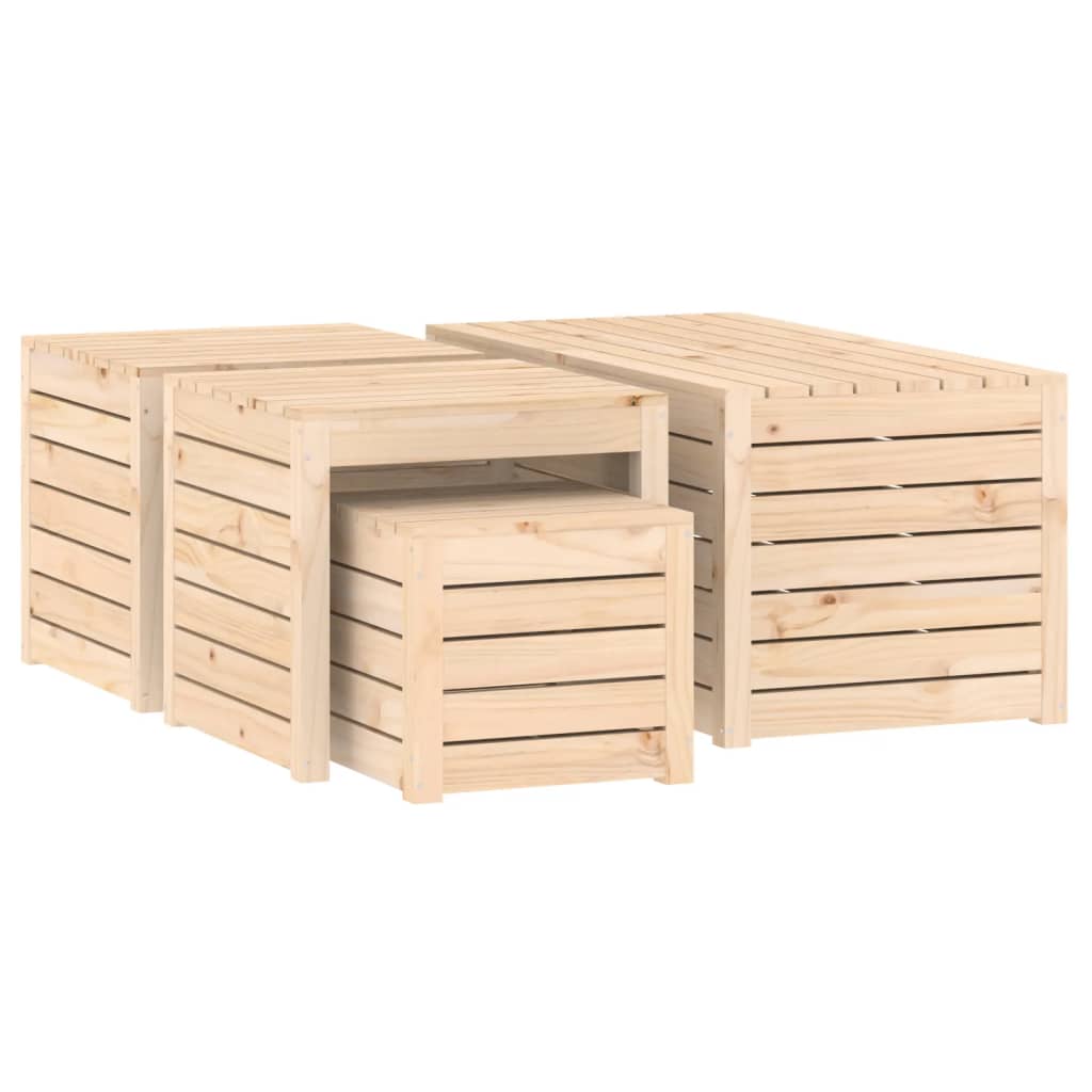 Set Cutii De Grădină, 4 Piese, Lemn Masiv De Pin