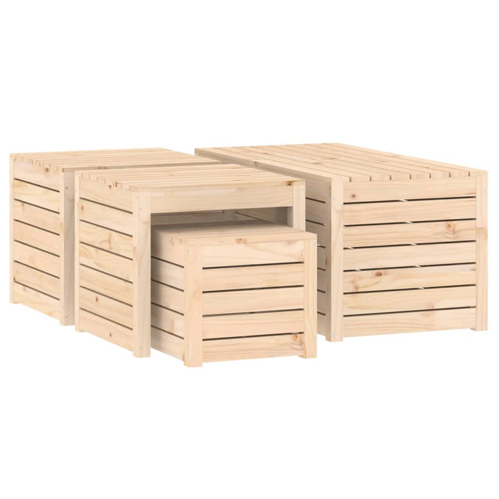 Set Cutii De Grădină, 4 Piese, Lemn Masiv De Pin