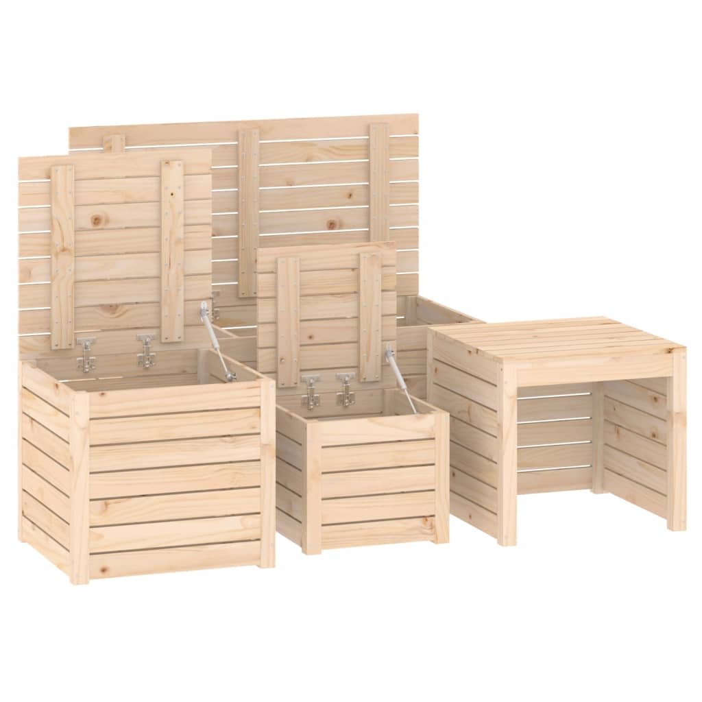 Set Cutii De Grădină, 4 Piese, Lemn Masiv De Pin