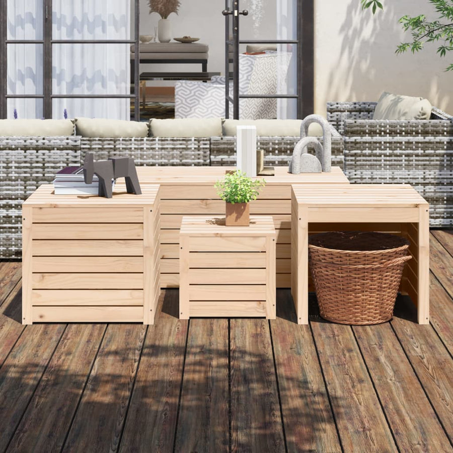 Set Cutii De Grădină, 4 Piese, Lemn Masiv De Pin