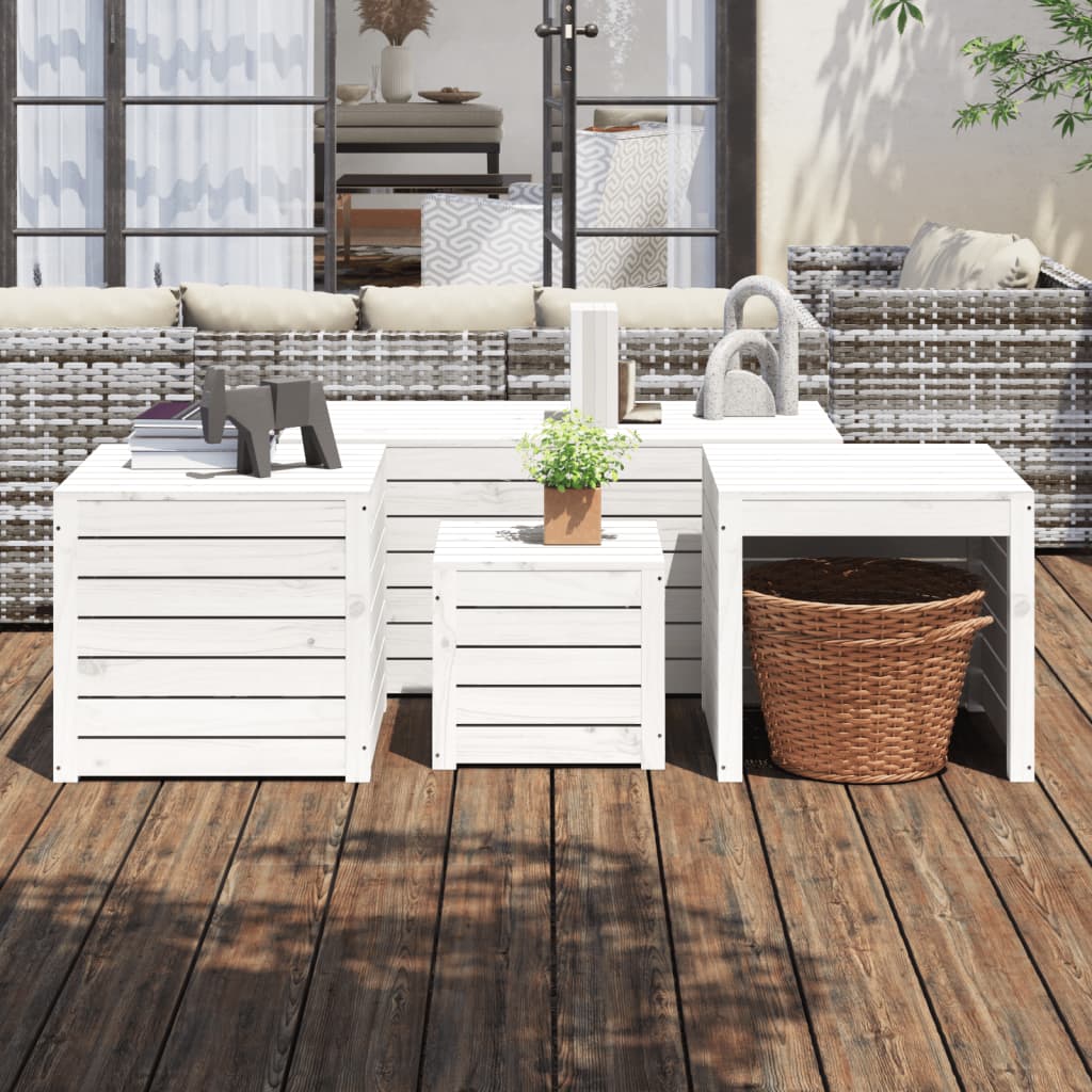 Set Cutii De Grădină, 4 Piese, Lemn Masiv De Pin