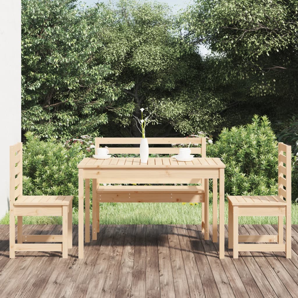 Set De Dining Pentru Grădină, 4 Piese, Gri, Lemn Masiv De Pin