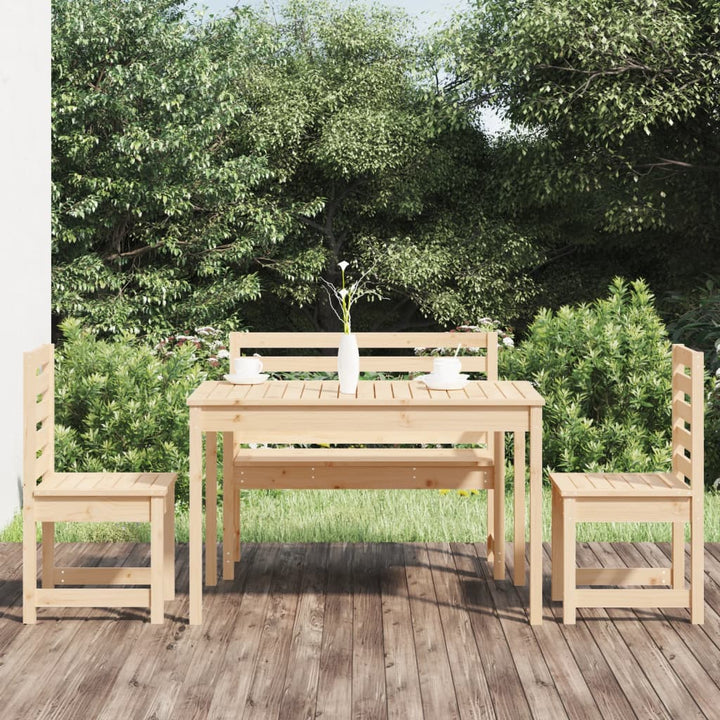 Set De Dining Pentru Grădină, 4 Piese, Gri, Lemn Masiv De Pin