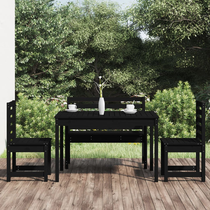 Set De Dining Pentru Grădină, 4 Piese, Gri, Lemn Masiv De Pin