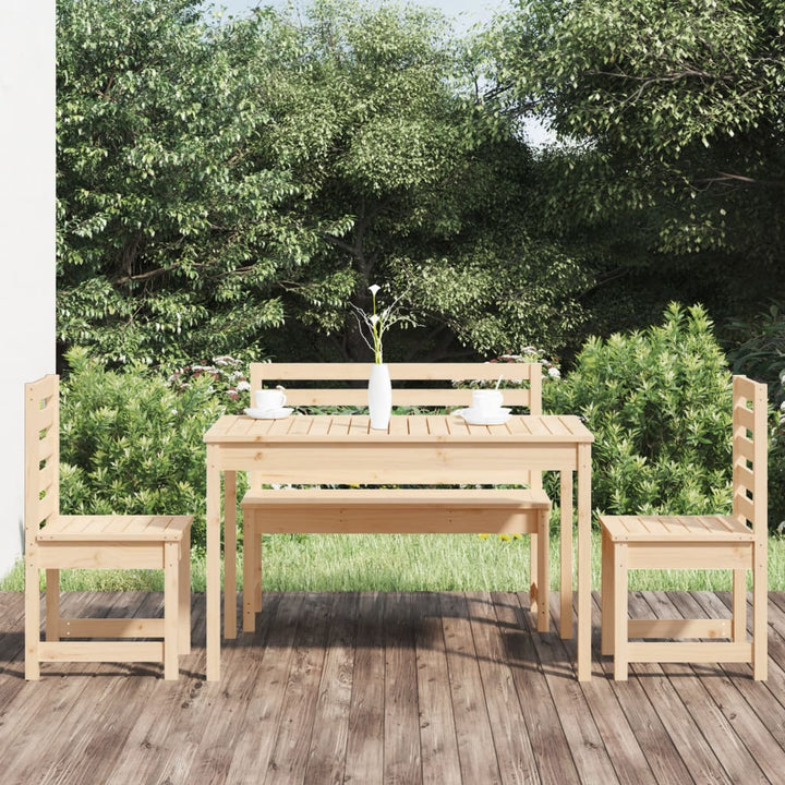 Set De Dining Pentru Grădină, 4 Piese, Gri, Lemn Masiv De Pin