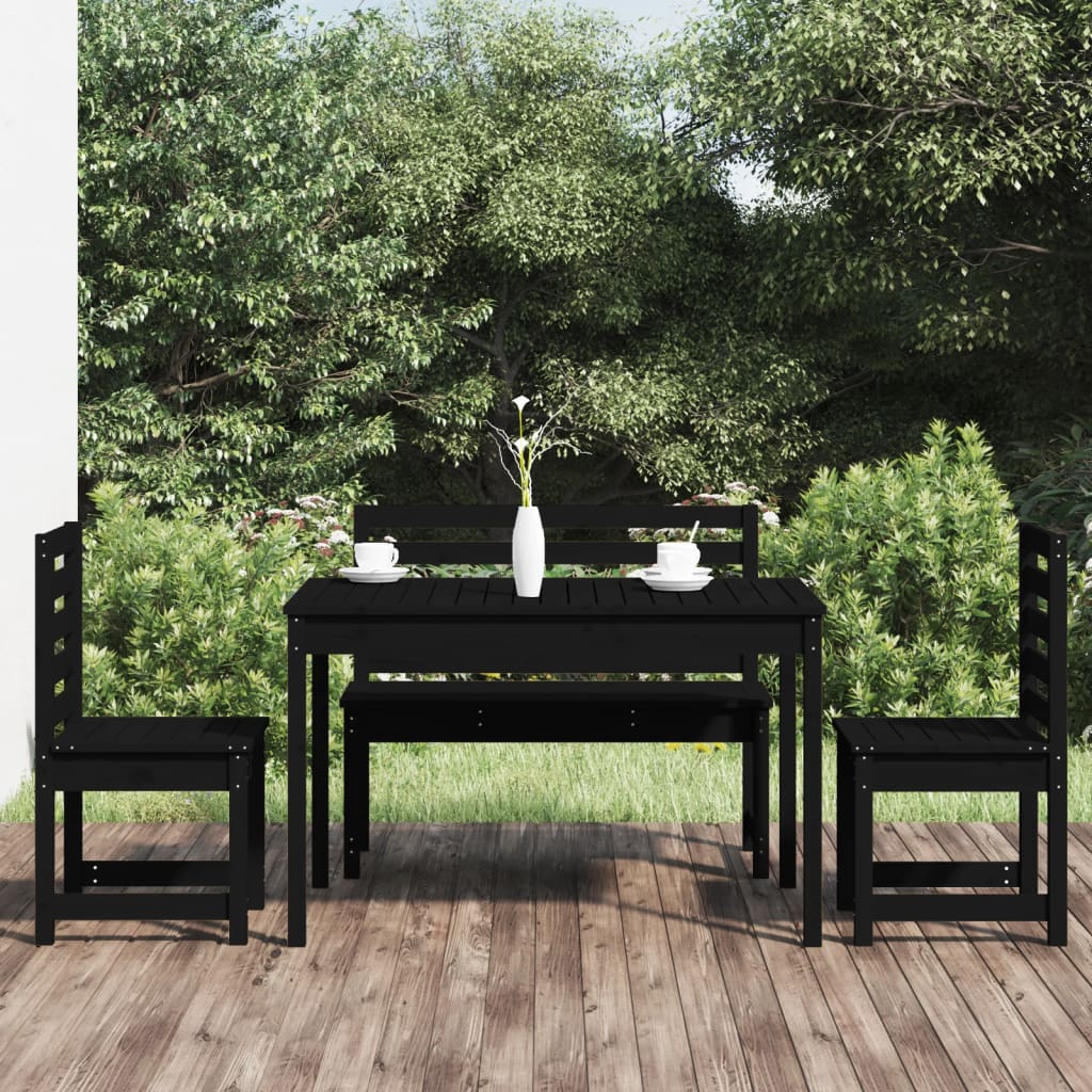 Set De Dining Pentru Grădină, 4 Piese, Gri, Lemn Masiv De Pin