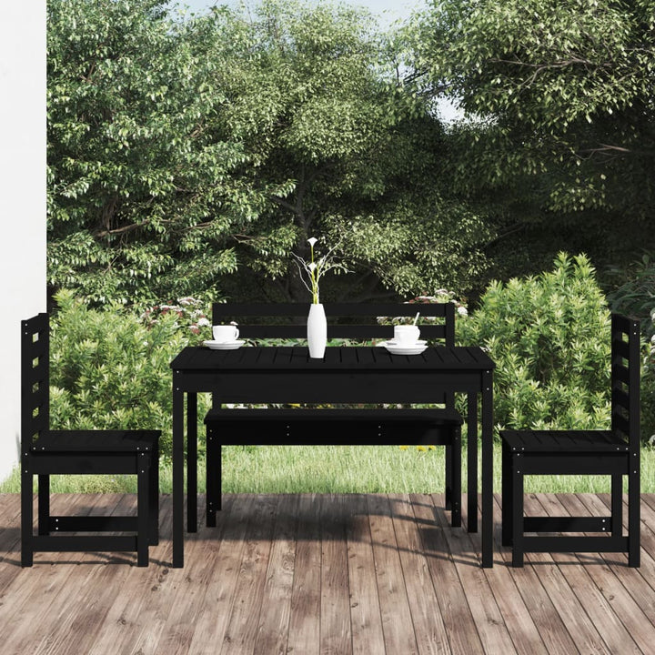 Set De Dining Pentru Grădină, 4 Piese, Gri, Lemn Masiv De Pin