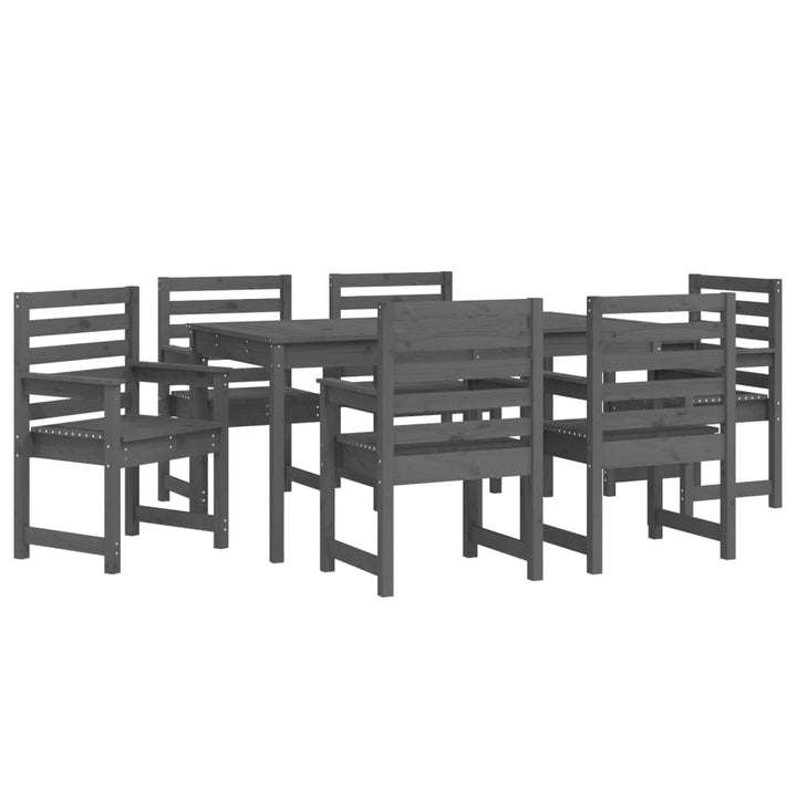 Set Cu Masă De Grădină, 7 Piese, Gri, Lemn Masiv De Pin