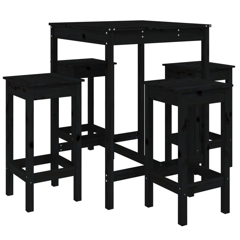 Set Mobilier Bar De Grădină, 5 Piese, , Lemn Masiv De Pin