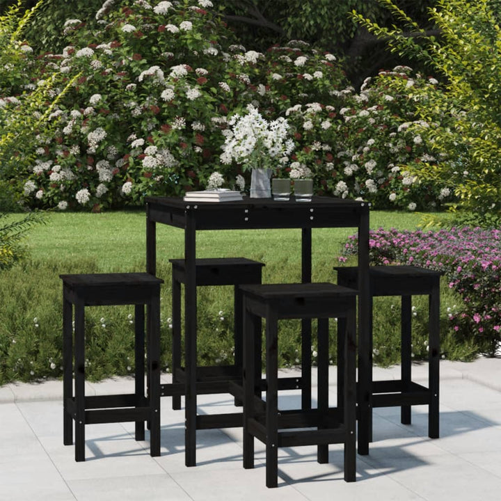 Set Mobilier Bar De Grădină, 5 Piese, , Lemn Masiv De Pin