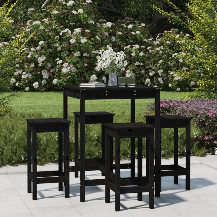 Set Mobilier Bar De Grădină, 5 Piese, , Lemn Masiv De Pin
