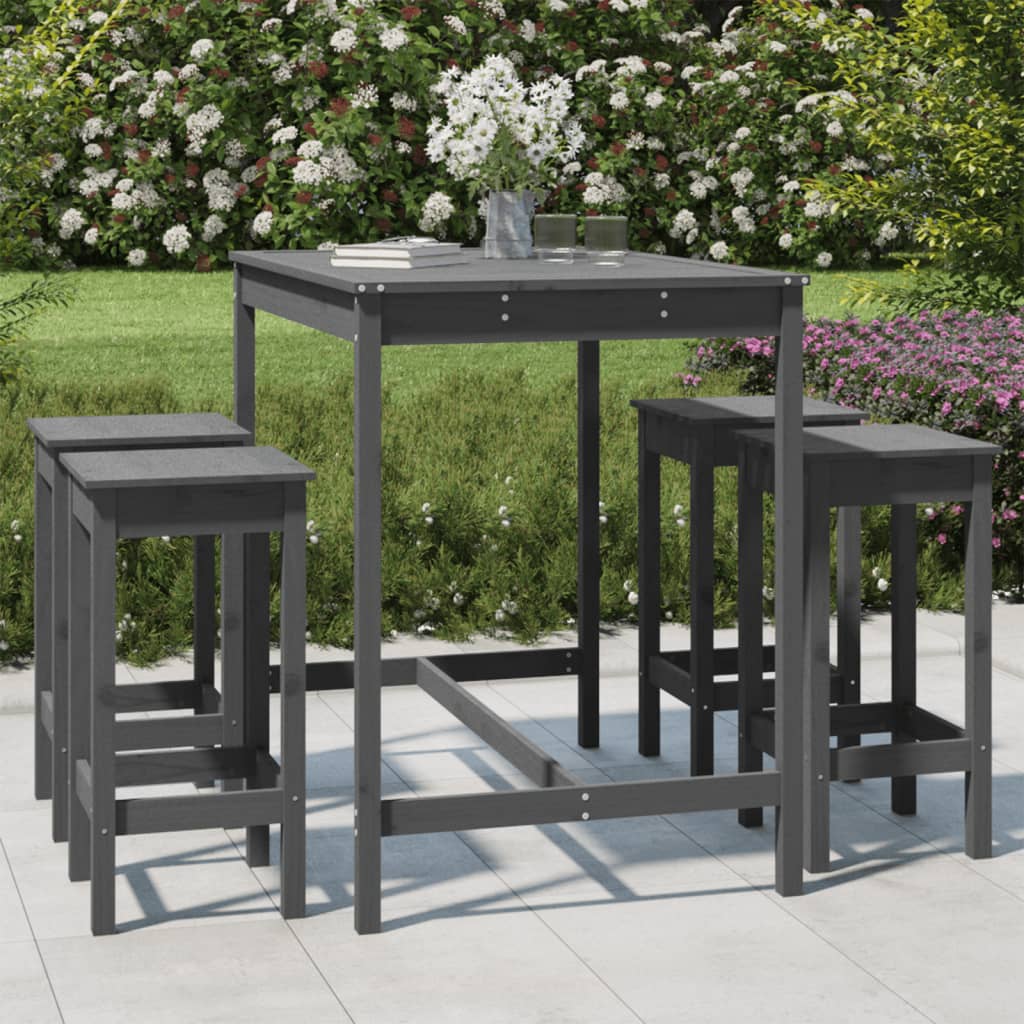 Set Mobilier De Bar Pentru Grădină, 5 Piese,, Lemn Masiv Pin