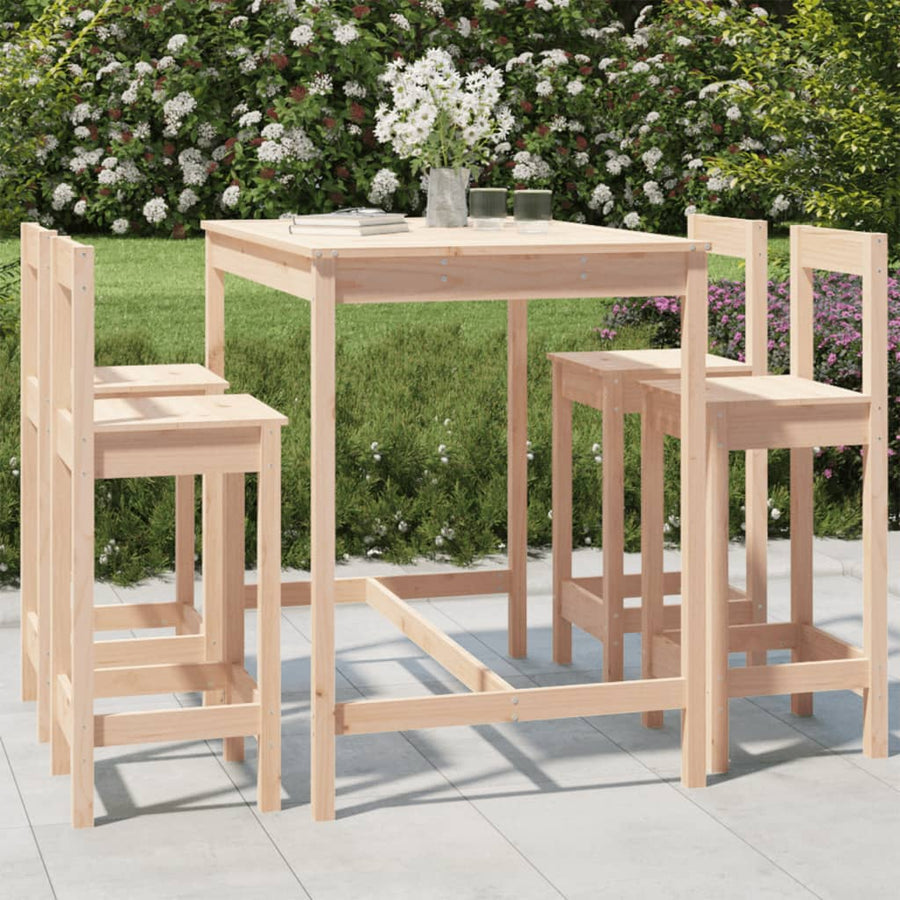Set Mobilier De Bar Pentru Grădină, 5 Piese, Lemn Masiv De Pin