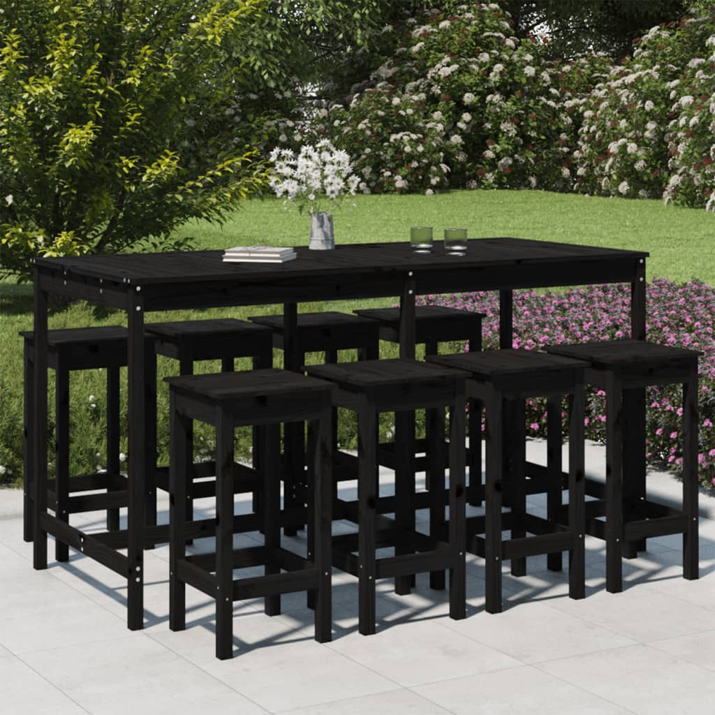 Set Bar De Grădină, 9 Piese, , Lemn Masiv De Pin