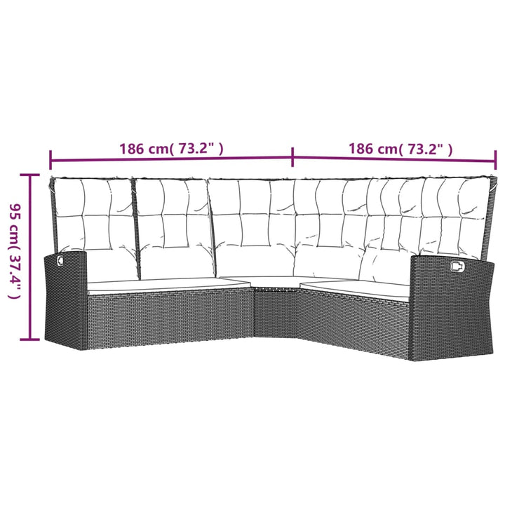 Set Mobilier De Grădină Cu Perne, 2 Piese, , Poliratan