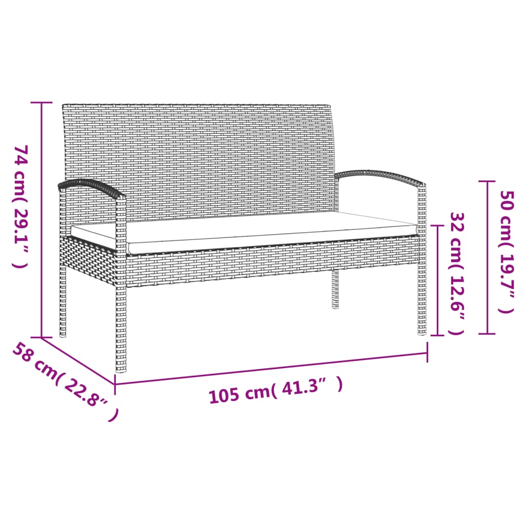Bancă De Grădină Cu Pernă, , 105 Cm, Poliratan