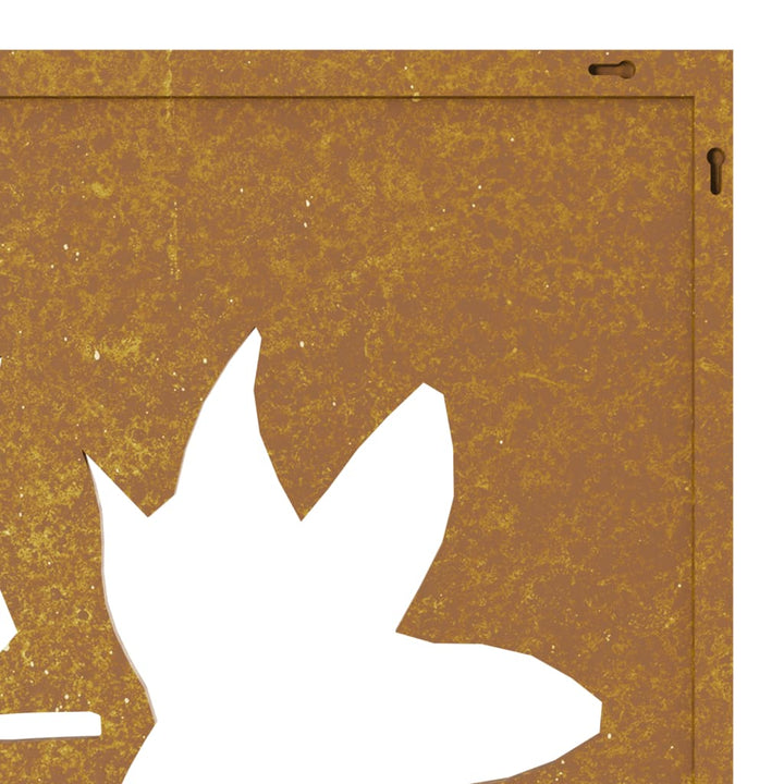 Decor De Perete 105X55 Cm Design Frunze Arțar Oțel Corten