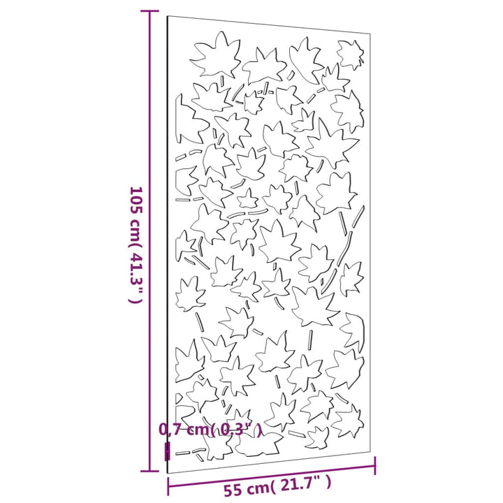 Decor De Perete 105X55 Cm Design Frunze Arțar Oțel Corten