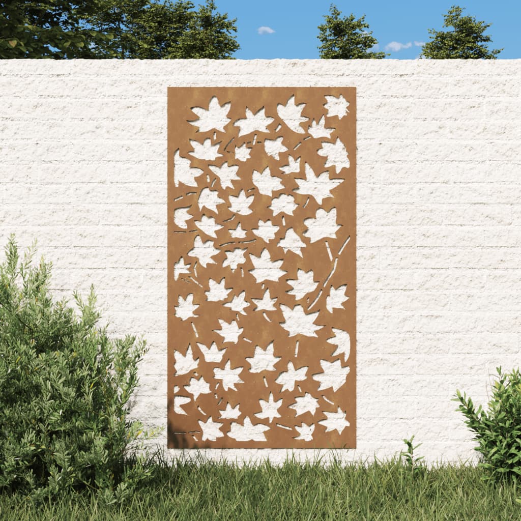 Decor De Perete 105X55 Cm Design Frunze Arțar Oțel Corten