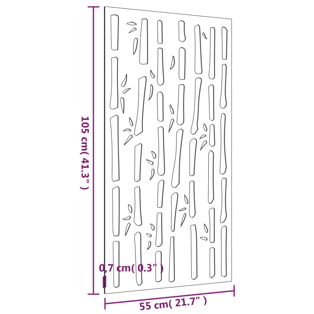 Decor Perete De Grădină 105X55 Cm Design Bambus Oțel Corten