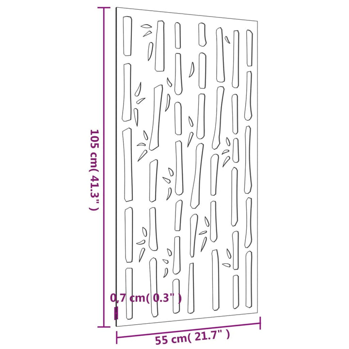Decor Perete De Grădină 105X55 Cm Design Bambus Oțel Corten
