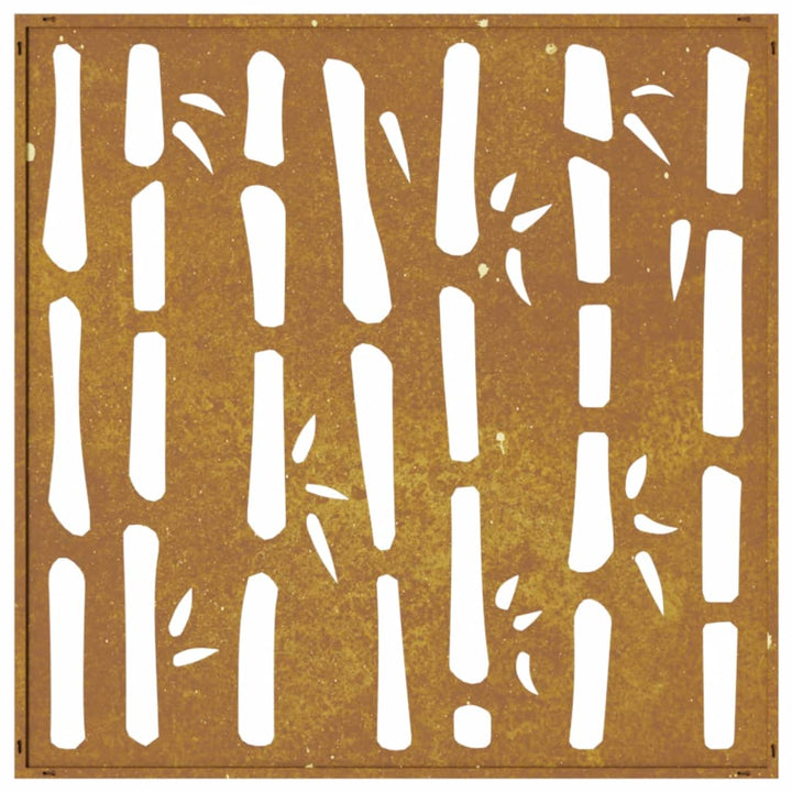 Decor Perete De Grădină 55X55 Cm Design Bambus Oțel Corten