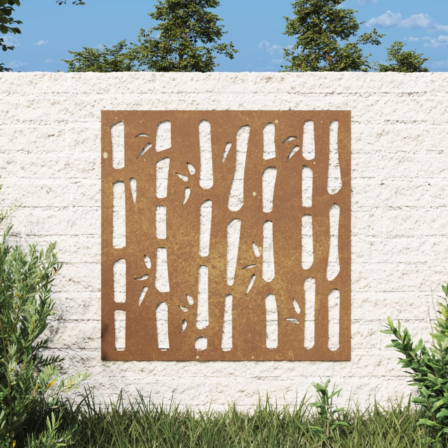 Decor Perete De Grădină 55X55 Cm Design Bambus Oțel Corten