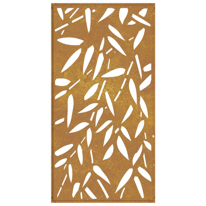 Decor De Perete 105X55 Cm Design Frunze Bambus Oțel Corten