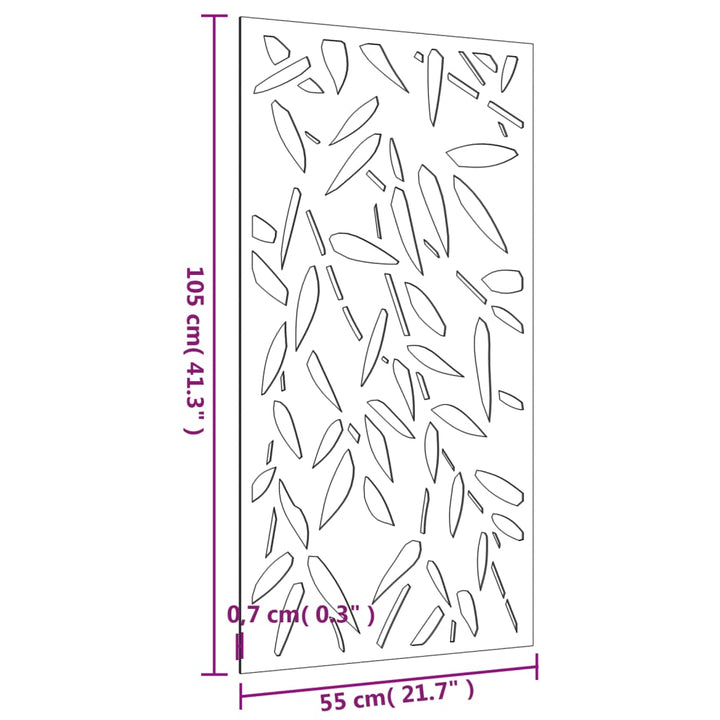Decor De Perete 105X55 Cm Design Frunze Bambus Oțel Corten