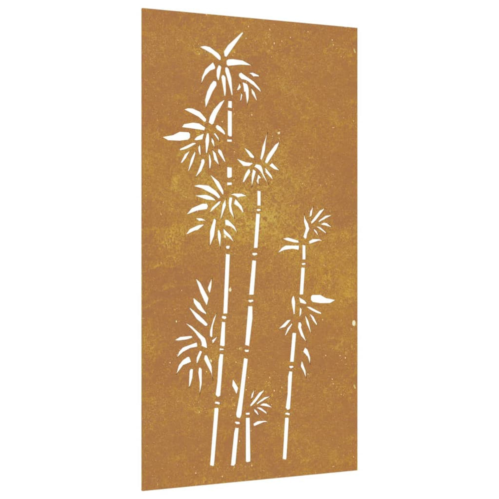 Decorație Perete De Grădină 105X55 Cm Design Bambus Oțel Corten