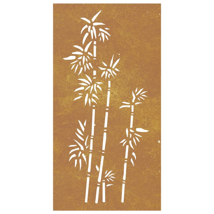 Decorație Perete De Grădină 105X55 Cm Design Bambus Oțel Corten