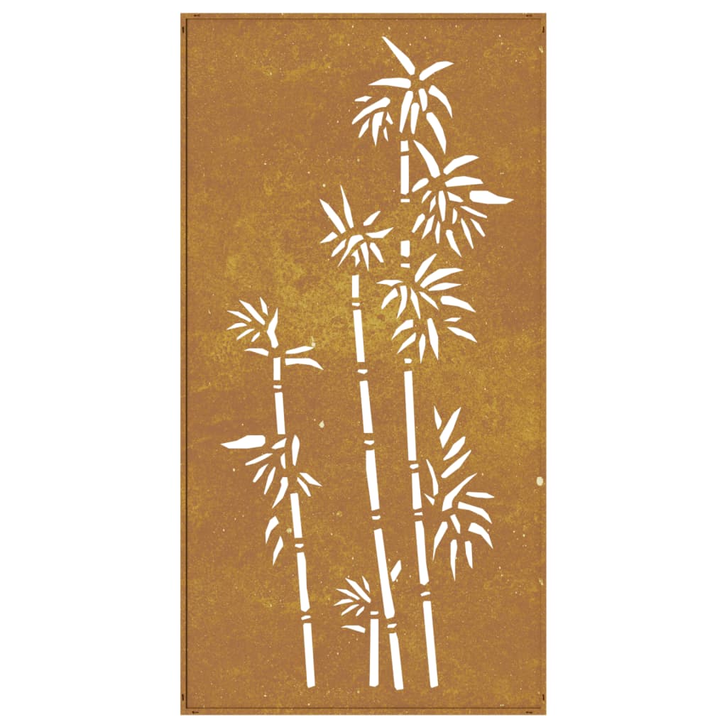 Decorație Perete De Grădină 105X55 Cm Design Bambus Oțel Corten