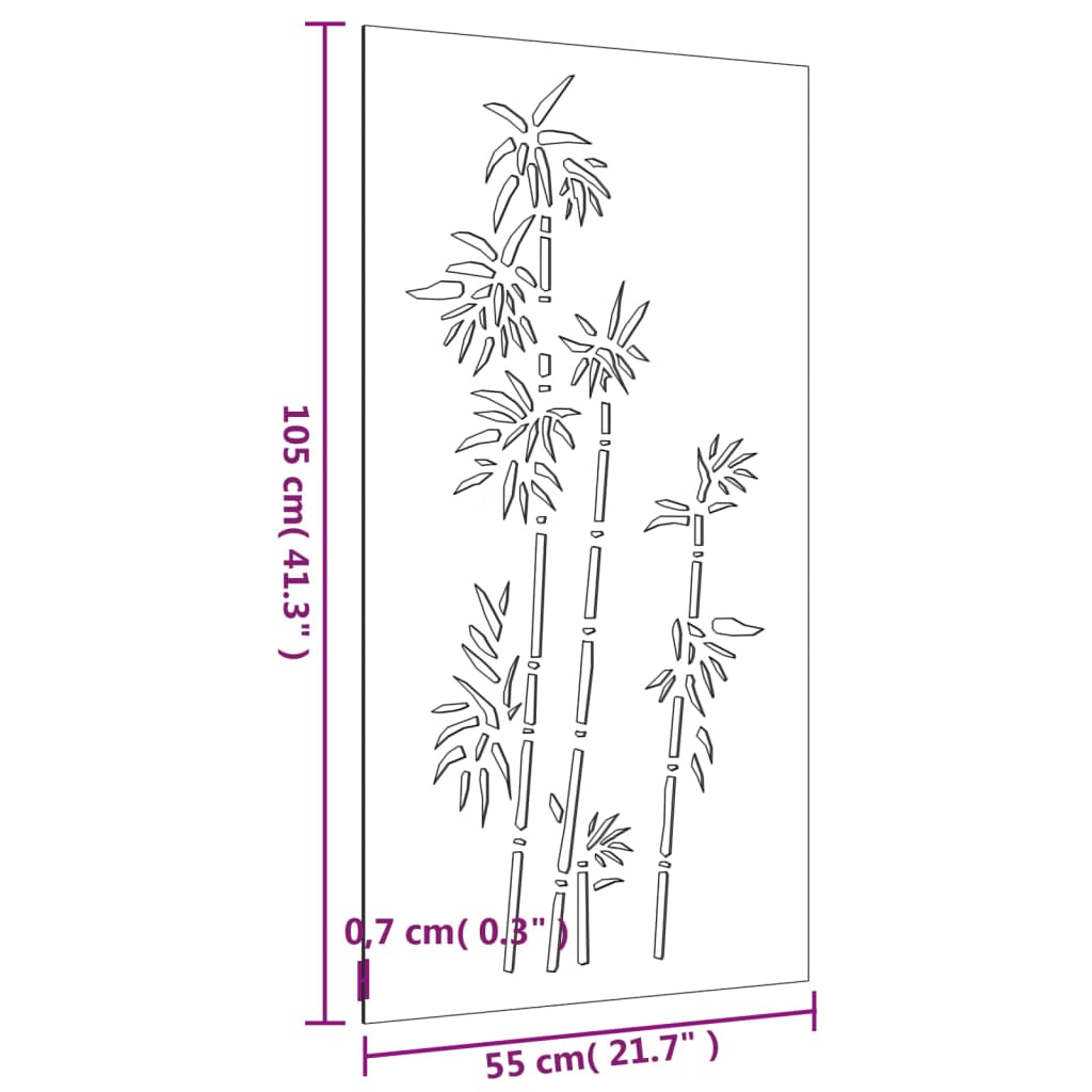Decorație Perete De Grădină 105X55 Cm Design Bambus Oțel Corten