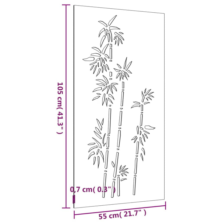 Decorație Perete De Grădină 105X55 Cm Design Bambus Oțel Corten