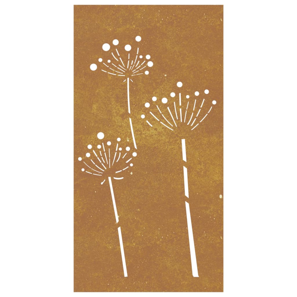 Decor Perete De Grădină 105X55 Cm Design Flori Oțel Corten