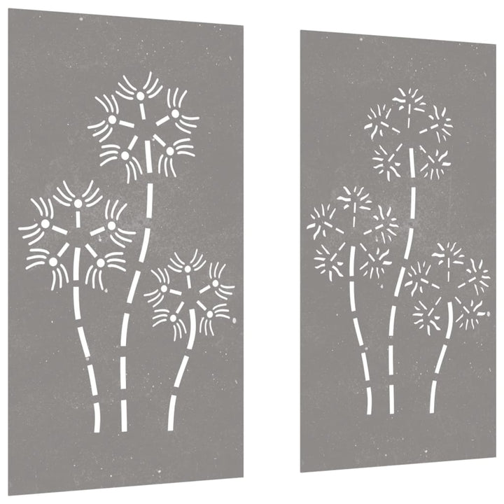 Decor Perete Grădină 2 Buc. 105X55 Cm Design Flori Oțel Corten
