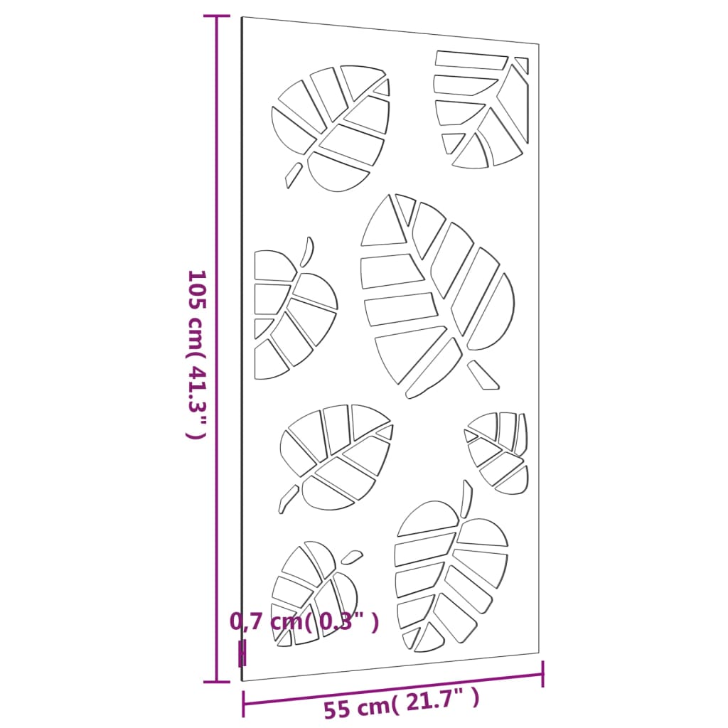 Decorație Perete De Grădină 105X55 Cm Design Frunze Oțel Corten