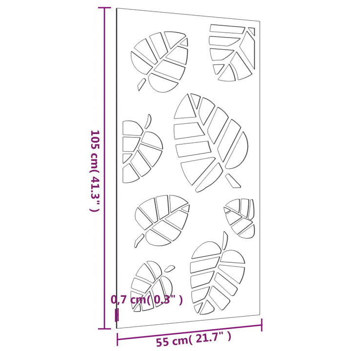 Decorație Perete De Grădină 105X55 Cm Design Frunze Oțel Corten