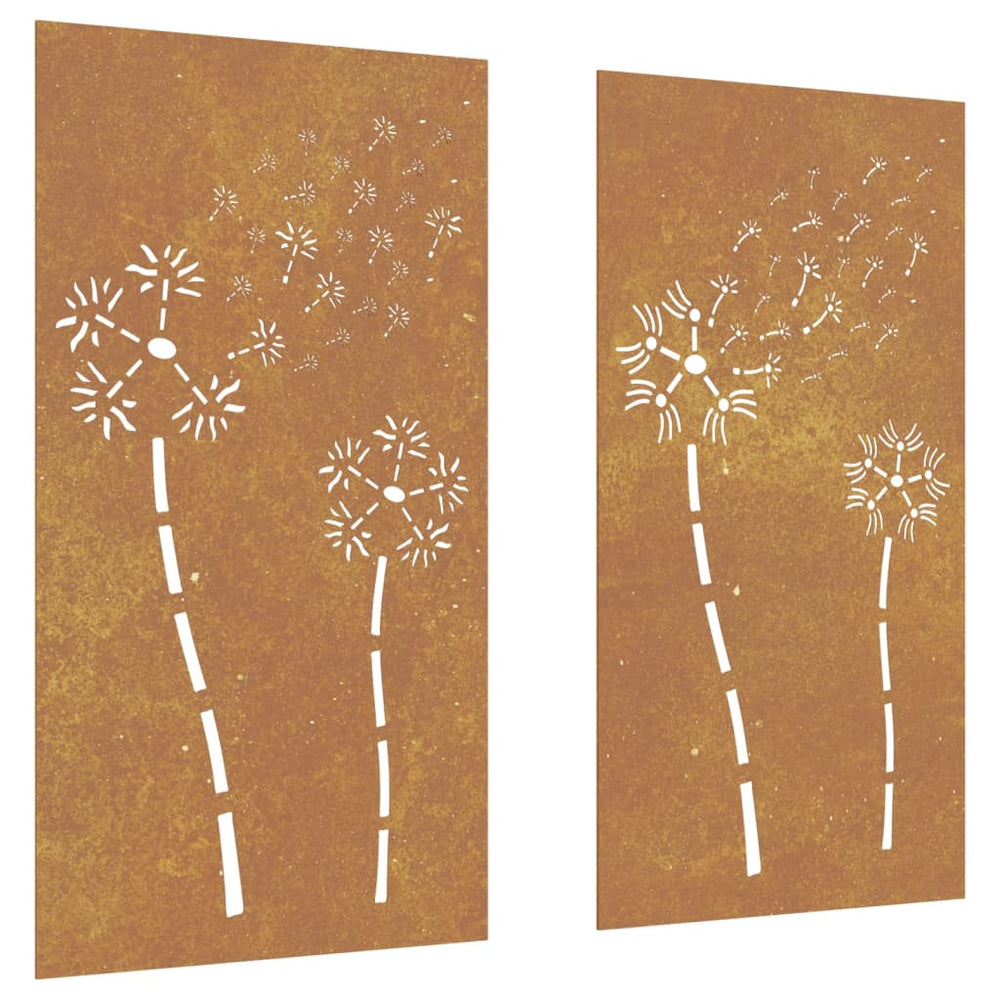 Decor Perete Grădină 2 Buc. 105X55 Cm Design Flori Oțel Corten