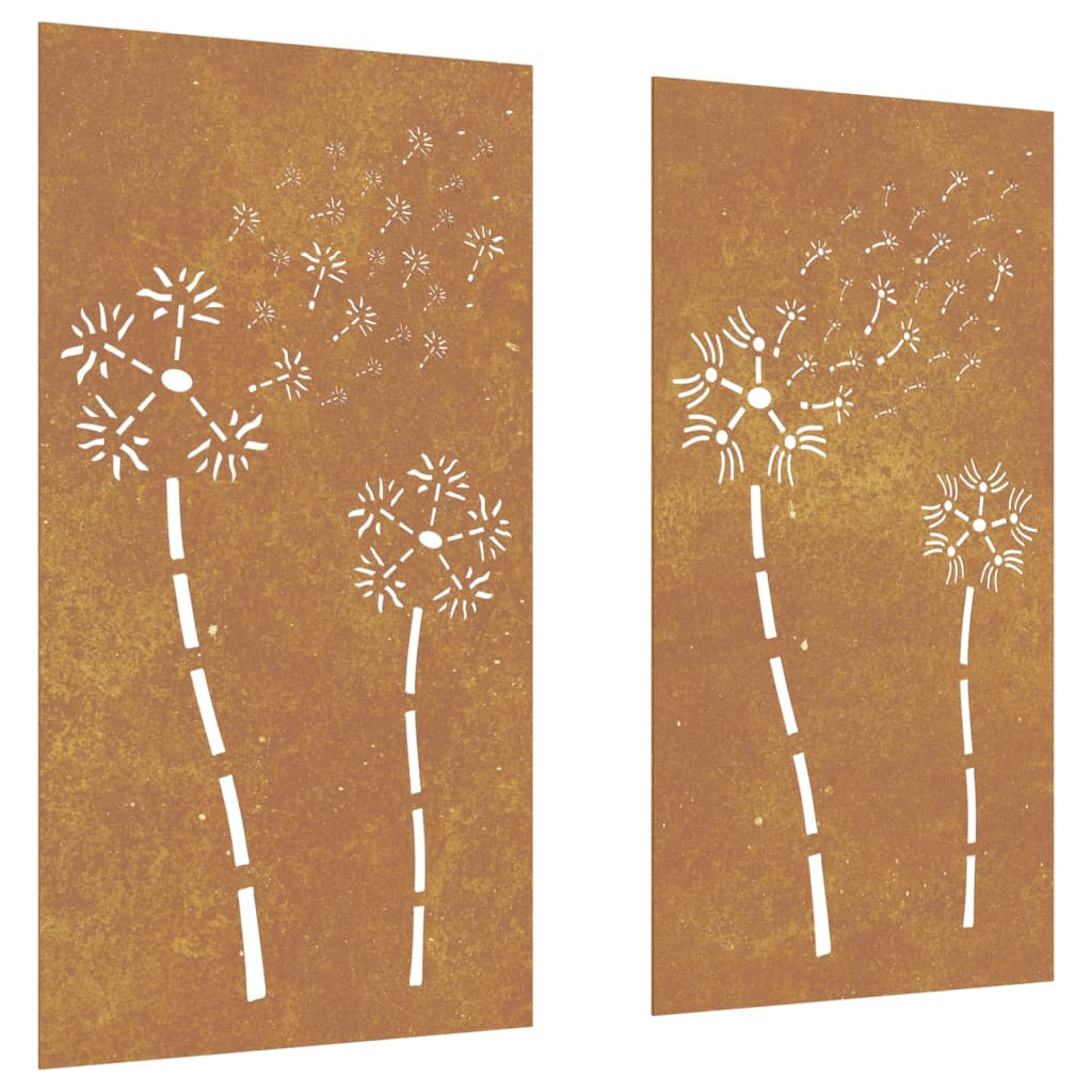 Decor Perete Grădină 2 Buc. 105X55 Cm Design Flori Oțel Corten