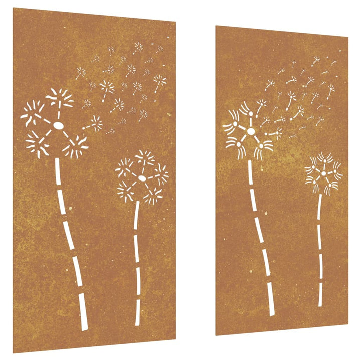 Decor Perete Grădină 2 Buc. 105X55 Cm Design Flori Oțel Corten