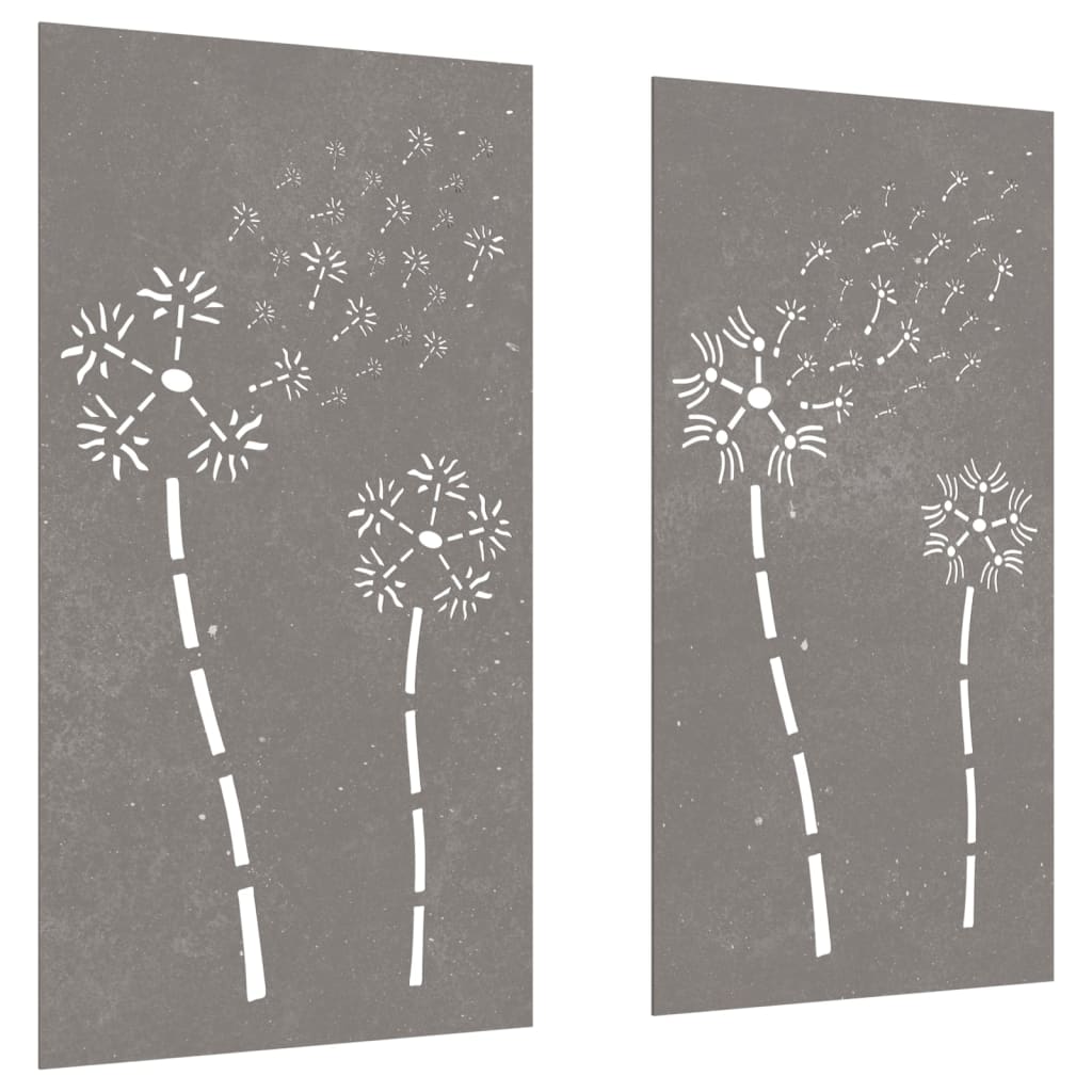 Decor Perete Grădină 2 Buc. 105X55 Cm Design Flori Oțel Corten