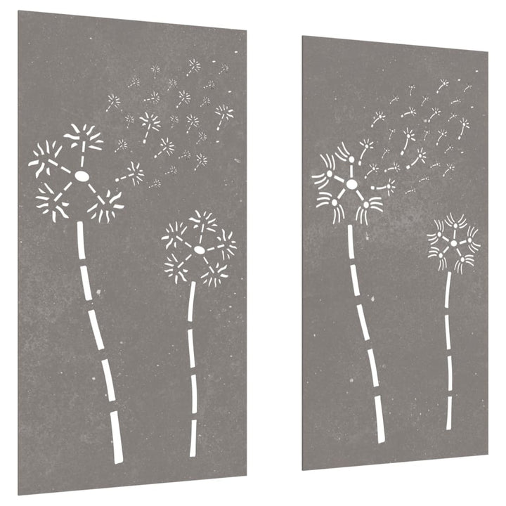 Decor Perete Grădină 2 Buc. 105X55 Cm Design Flori Oțel Corten