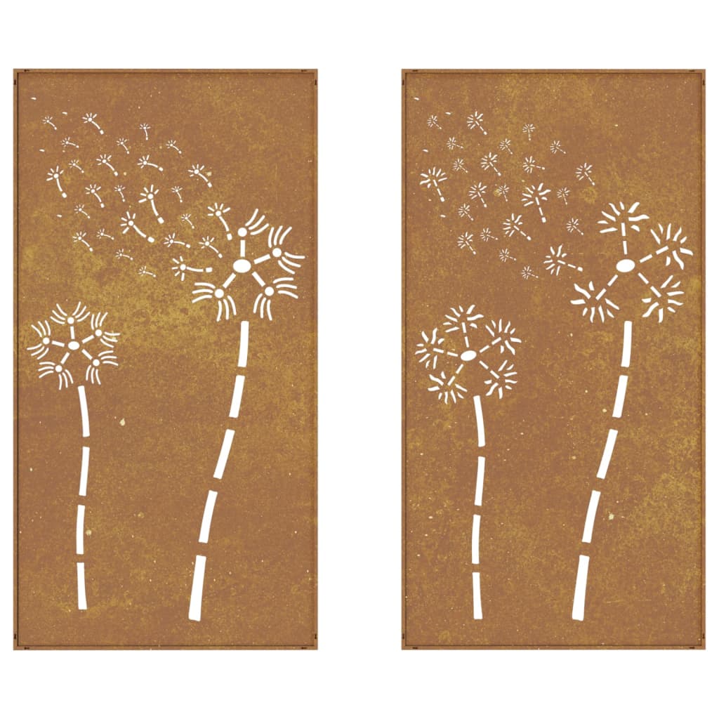 Decor Perete Grădină 2 Buc. 105X55 Cm Design Flori Oțel Corten