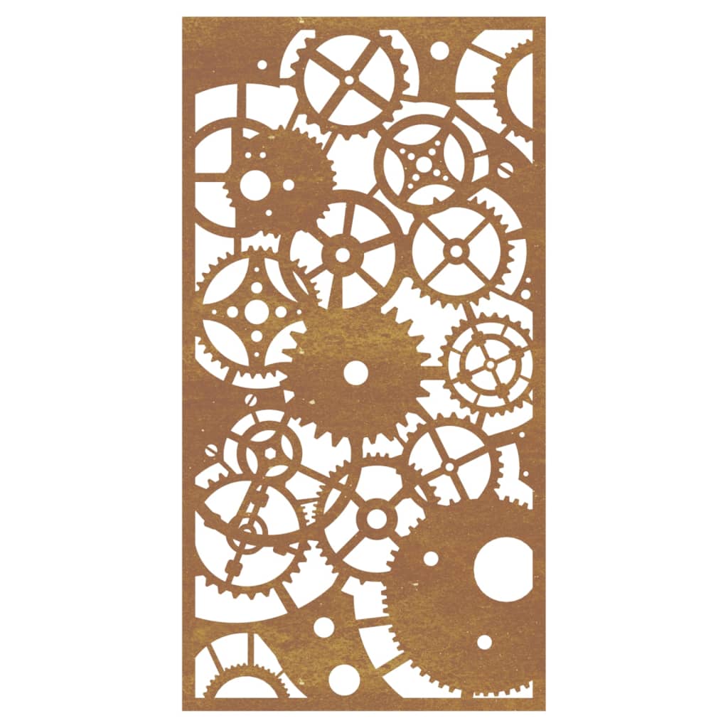 Decor Perete Grădină 105X55 Cm Design Roți Zimțare Oțel Corten
