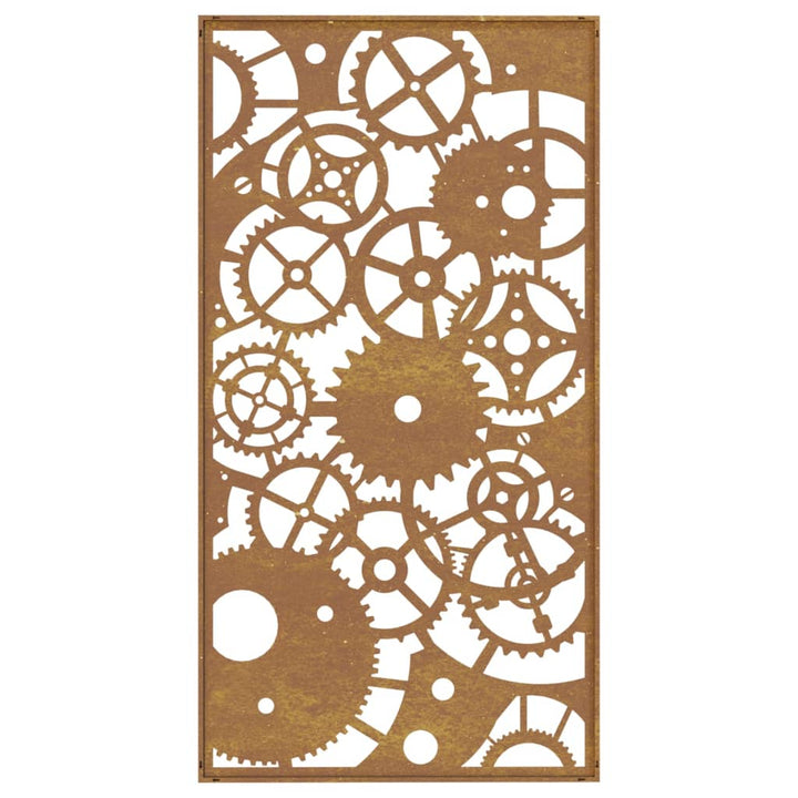 Decor Perete Grădină 105X55 Cm Design Roți Zimțare Oțel Corten