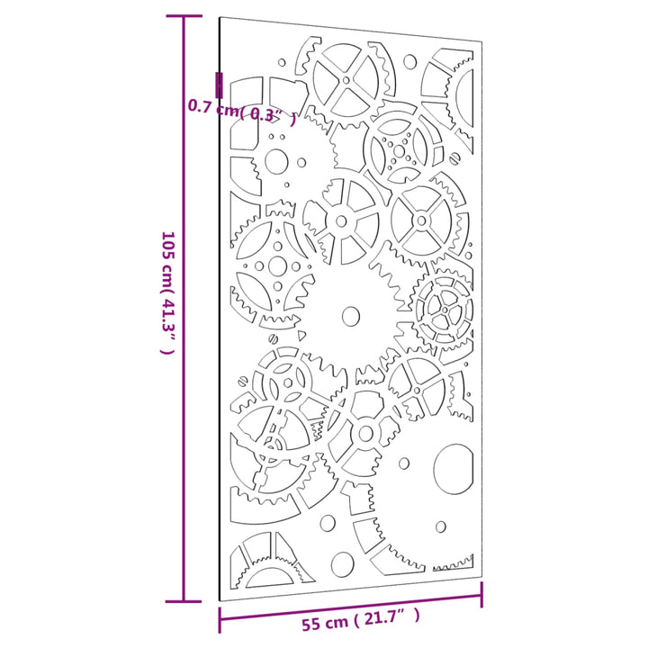 Decor Perete Grădină 105X55 Cm Design Roți Zimțare Oțel Corten