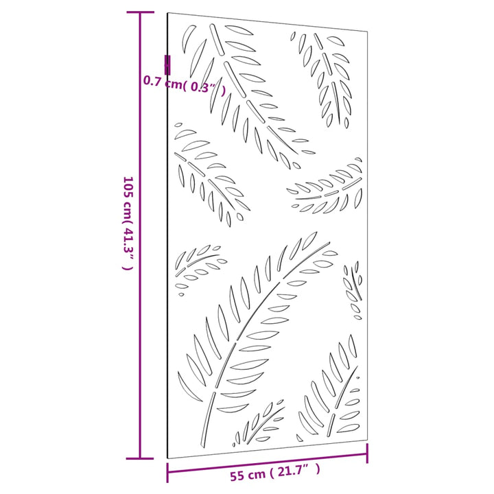 Decorație Perete De Grădină 105X55 Cm Design Frunze Oțel Corten