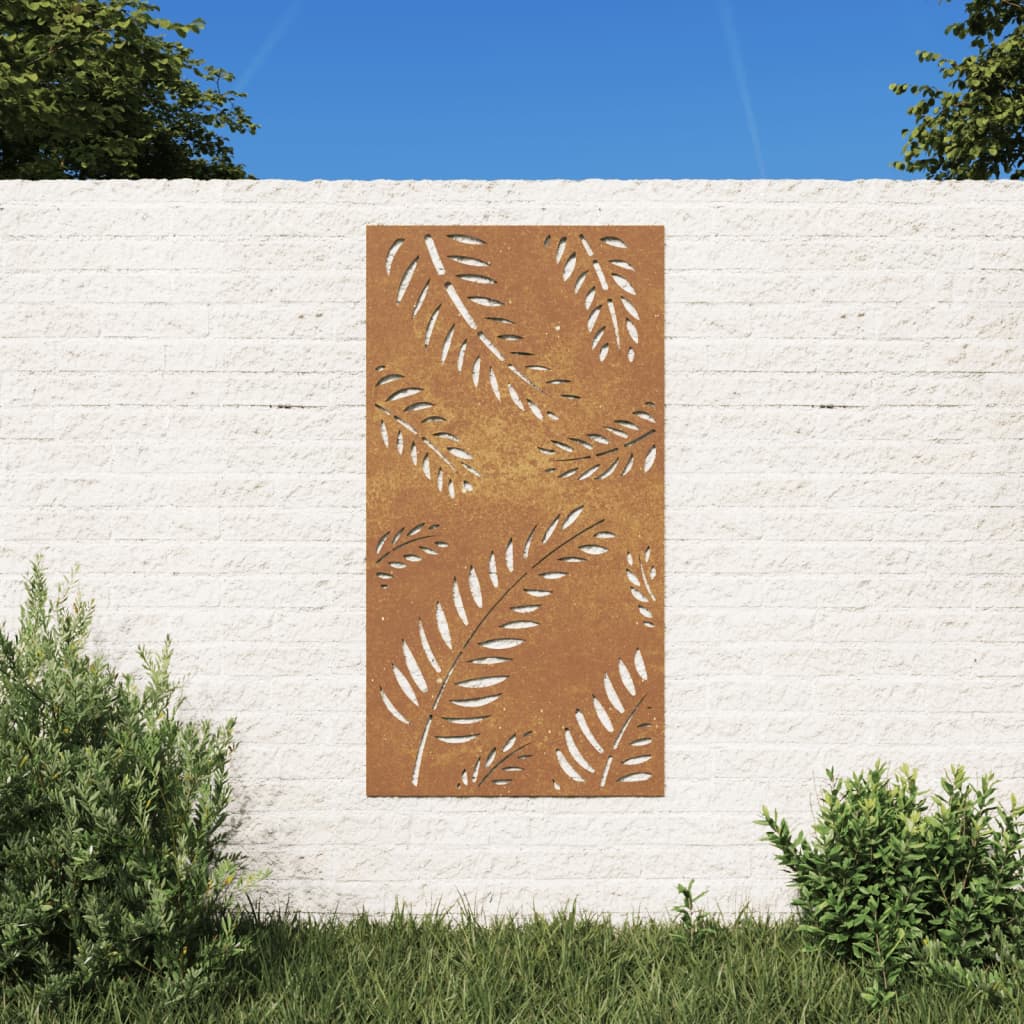 Decorație Perete De Grădină 105X55 Cm Design Frunze Oțel Corten