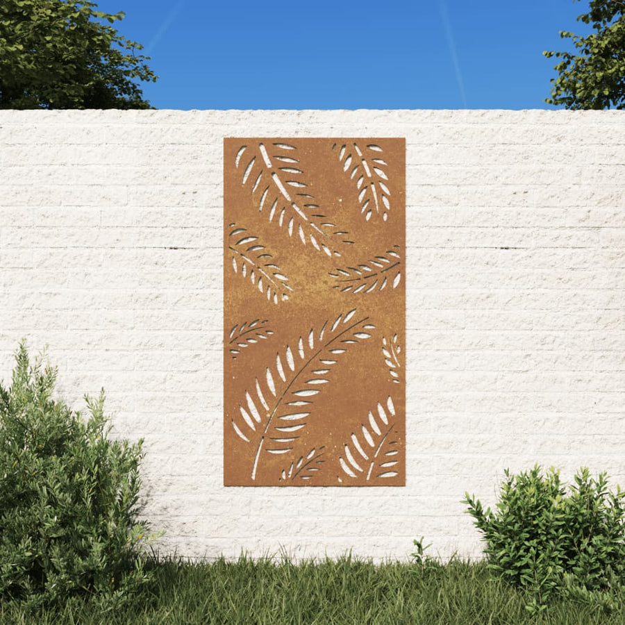 Decorație Perete De Grădină 105X55 Cm Design Frunze Oțel Corten